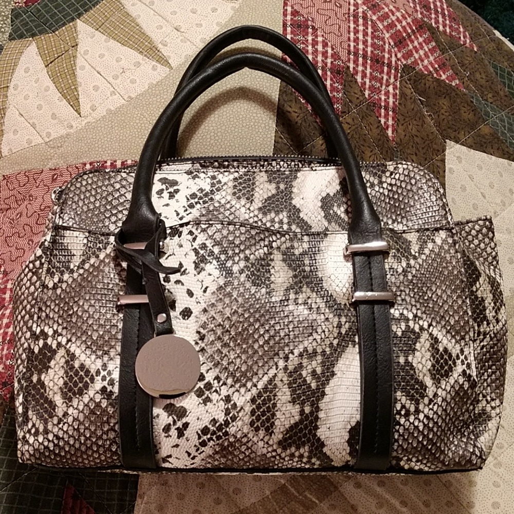 Snakeskin print London Fog satchel